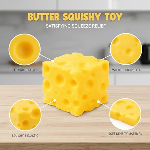 ORCHID M® 2PCS Butter Squishy Toy Big Cheese Squeeze Toys Stress Balls Slow Rising Squishy Fidget Toys ,Cute Squishy Soft Stress Relief Squeeze Ball Gift Party Favors for Kids and Adults