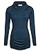 Ninedaily Women Tunic Tops Knot Classic Cowl Neck Ruched Front Long Sleeve Shirt