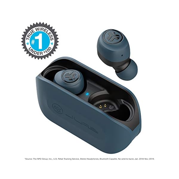 JLab-Audio-Go-Air-True-Wireless-Earbuds-Bluetooth-Wireless-Headphones-and-USB-Charging-Case-with-Dual-Connect-Custom-EQ3-Sound-and-Smallest-Fit-Ever-Navy JLab Go Air Wireless Earphones, True Wireless Ear Buds with USB Charging Case, Bluetooth Earbuds with Dual Connect and…