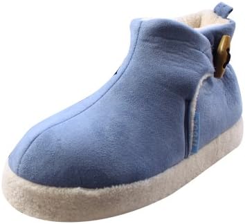 Ifoot Womens Suede Booties Cotton Lining Indoor Slippers F12002 (6.5-7, Blue)