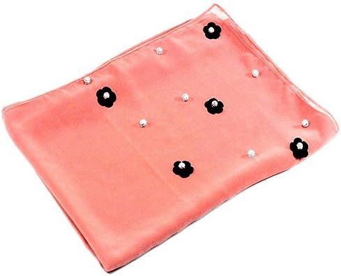 Uphily Chiffon Hijab Floral Scarf Head Covering Scarf Muslim Hijab Long Shawl Turban,Pink,180x70Cm