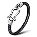 ZD-jewelry Mens Leather Bracelet,Black Genuine Leather and Horseshoe Stainless Steel Leather Bracelet for Men