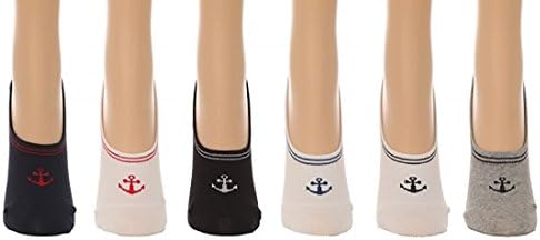 Men's No Show Slipper Summer Marine Socks w/ Silicon Pad - (6 pair set) (One Size(5-8), Multi)