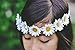 Floral Fall Hippies Sun Flower Headband & Bracelet Festival Hair Wreath Crown (WhiteA)