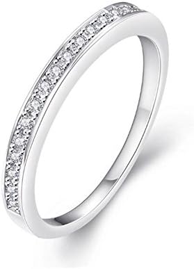 VEELFF Exquisite Single Row Drill Micro-Set Cubic Zirconia 3mm Ring Female Stainless Steel Ring