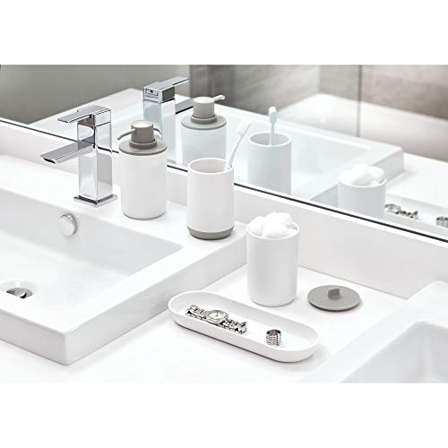 iDesign Cade Holder, Holds Normal Toothbrushes, Spin Brushes, and Toothpaste-White and Gray - Thumbnail 7