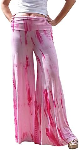 Maya Antonia Palazzo Pants Pink-White Tie-Dye Wide Leg Extra Long (small)