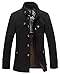 chouyatou Men's Stand Collar Wool Blend Single Breasted Pea Coat with Fleece Lined (Medium, Black)