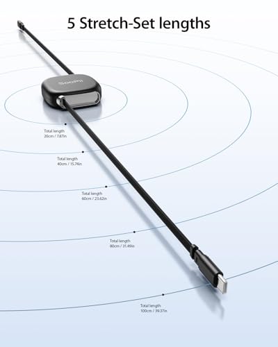 SooPii Retractable USB C to USB C Cable (2Pack 3.3FT), 240W USB C Fast Charging Cord with Mag Snap Storage, 5-Stage Length Preset Type C Cable for iPhone 16/15 Pro Max, Galaxy S25/24
