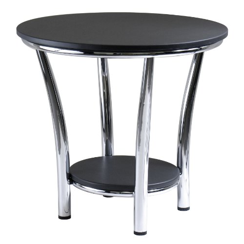 UPC 021713932198, Winsome Wood Maya Round End Table, Black Top, Metal Legs