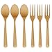 Wooden Forks and Spoons Set, ADLORYEA 6 Piece Natural Wooden Utensils for Eating, 7.5 Inch Handmade Korean Wood Spoon for Pasta, Dinner, Tea, Salad Desserts, Chips, Snacks, Cereal, Fruit