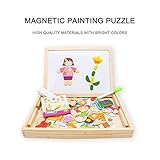 Siwo Wooden Magnetic Puzzles, Cartoon Characters Design Magnetic Art Easel anmial for Education Learning Toys