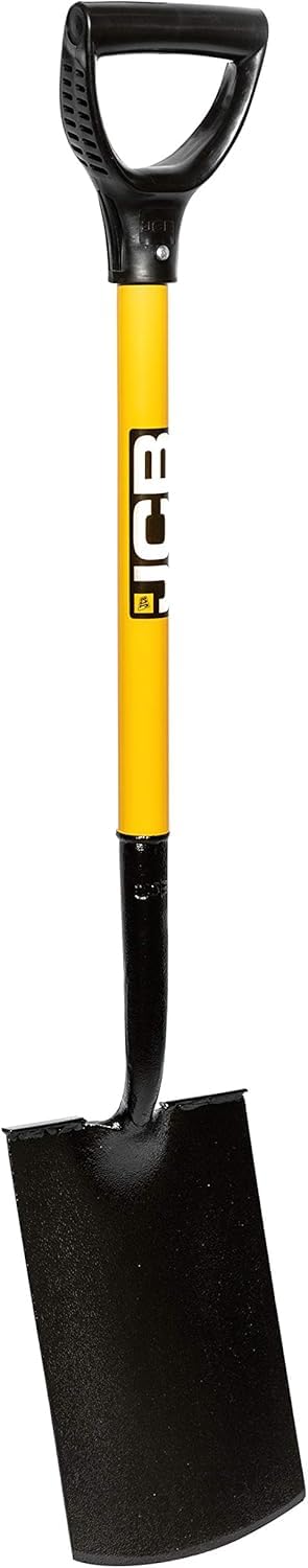 JCB - Professional Solid Forged Treaded Carbon Steel Digging Garden Spade - Professional Long Handle Site and Gardening Tools - for Home Improvements, Planting, Fencing, Borders, Metal Detecting