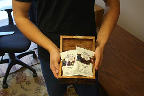 Coffee Trunk Valentine Gift Basket Set Gourmet Coffee Sampler 4 Blends in a 6.5”x4.5”x4.5” Wooden Chest by Well Pack Box