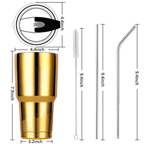 30oz Stainless Steel Insulated Tumbler Travel Mug with Straw Slider Lid, Cleaning Brush, Double Wall Vacuum