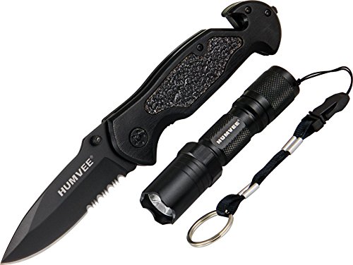 Humvee HMV-KC-ER1 Black Emergency Rescue Knife And Light Combo