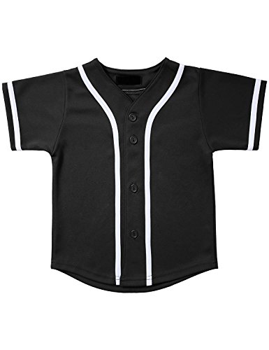 image for Hat and Beyond Kids Baseball Jersey Button Down T Shirts Hipster Plain