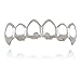 LuReen Silver Vampire Fangs 6 Open Face Outline Grillz Teeth Top Bottom Set Hip Hop Teeth (Silver)