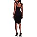 Dynen Women's Sleeveless Lace Accent Bodycon Cocktail Party Midi Dress