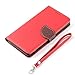 [iPhone 5C],iPhone 5C Leather,iPhone 5C Wallet Case,5C Leather,5C Wallet Case,5C Case For Girls,Canica Flip Leather For iPhone 5C With Strap Red
