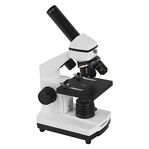 Aomekie AO1003 64X-160X-640X Biological Compound Monocular Microscope for Students & Kids with Slides - All-Metal Framwork