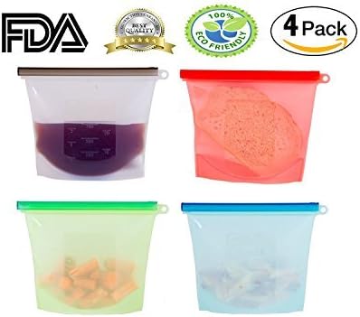 Reusable Silicone Food Storage Bag For Fruits Vegetables Meat Preservation Airtight Container Versatile Cooking Kitchen Set Of 4 PCS