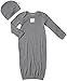Burt's Bees Baby Baby Bee Essentials Organic Lap Shoulder Gown + Cap Set, Heather Grey, 0-9 Months