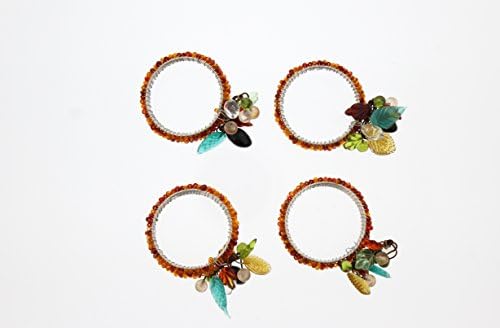 Colorful Beaded Napkin Rings for Dinners, Parties, Holidays,Everyday Use, Set of 4