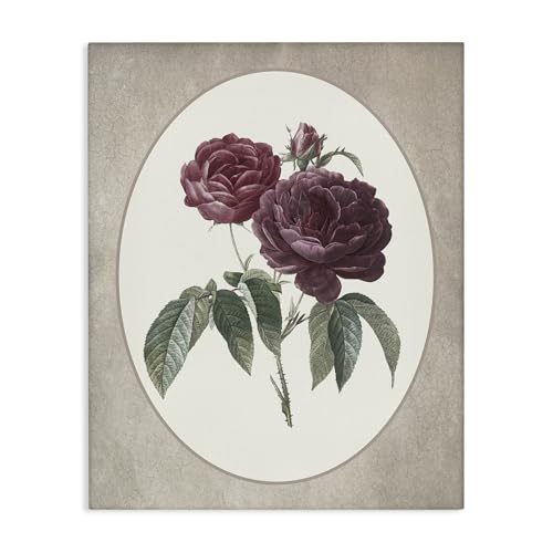 Stupell Industries Vintage Blooms within Oval Canvas Wall Art, design by Letter…