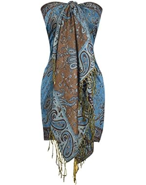 Elegant Double Layer Reversible Paisley Pashmina Shawl Wrap Scarf