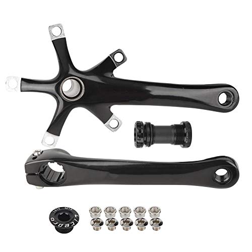 Bicycle Crank Arm Aluminium Alloy Bike Fixed-Gear Crank Single-Speed Road Bicycle Forged Crankset(Black)