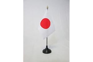 AZ FLAG - Japan Table Flag 4'' x 6'' - Japanese Mini Desk Flag 100% Polyester 15 x 10 cm - Office Banner with 10'' Pole - Golden Spear