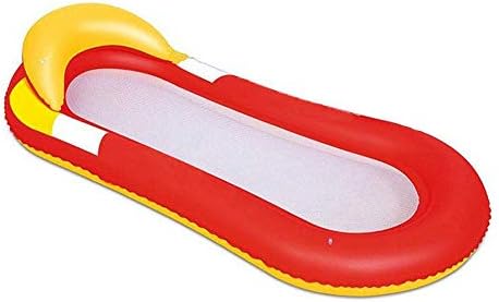AKUKA Inflatable Water Hammock，Floating Swimming Pool Lounger Floating Sun Bed With Head Rest for all adults (Red)