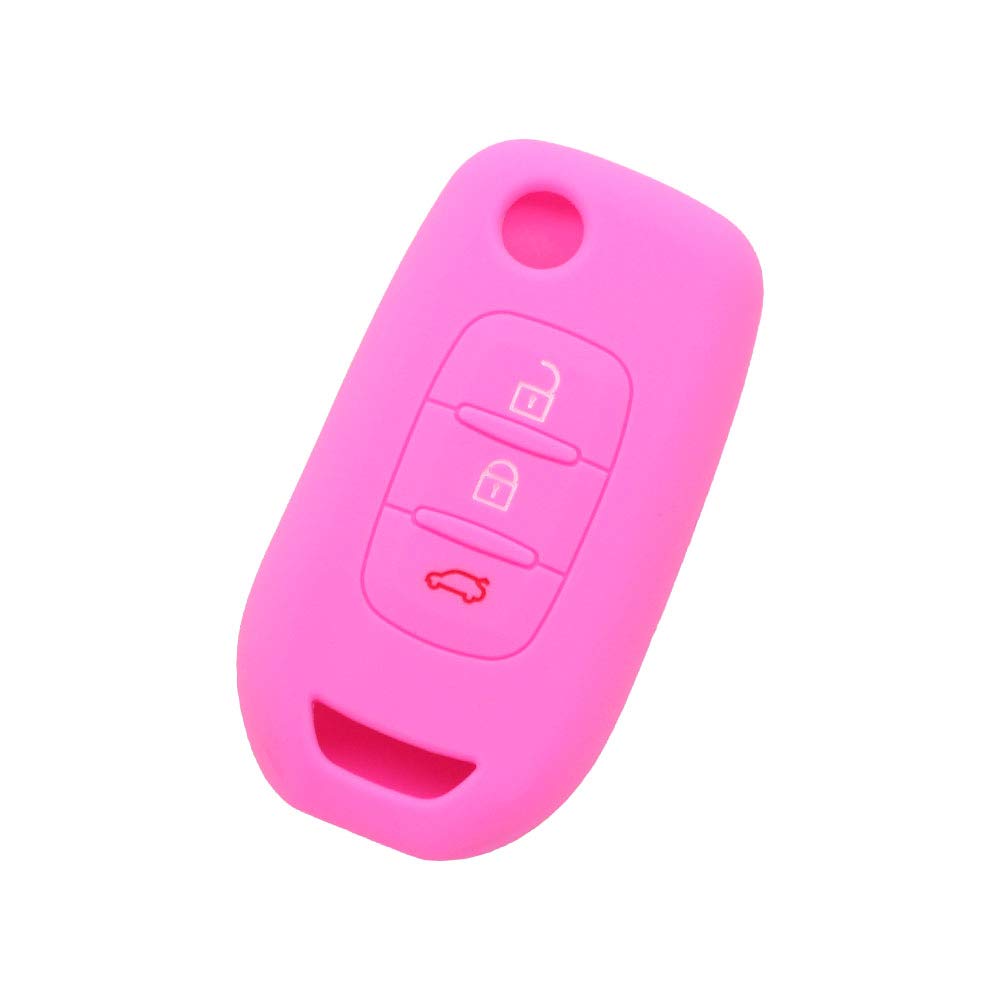 BROVACS Silicone Cover Protector Case Holder Skin Jacket Compatible with RENAULT 3 Button Flip Remote Key Fob CV9354 Pink — image 1