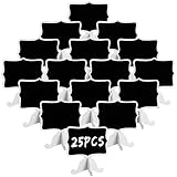 25 Pack Mini Chalkboard Signs with Easel Stand, Wood Rectangle Small Chalkboards for Food Labels, Table Numbers, Weddings, Parties and Event Decorations