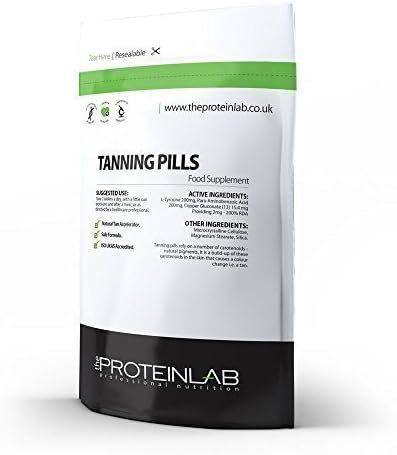 The Protein Lab Tanning Capsules, Safe Tan Accelerator Pills, Get A Healthy Natural Tan, UK Made (120 Capsules - Foil Pack)