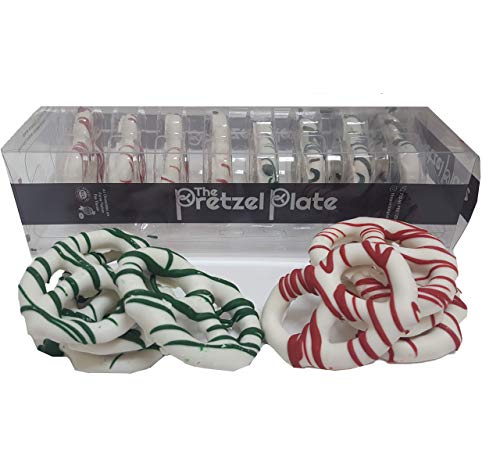 Pretzel Plate Candy Cane Gourmet White Chocolate Covered Pretzels Perfect for Christmas, Holiday, Corporate Gifts.