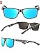ROCKNIGHT Driving Polarized Wayfarer Sunglasses for Men Al-Mg Lightweight Blue Mirrored Sunglasses UV Protection Casual Fishing