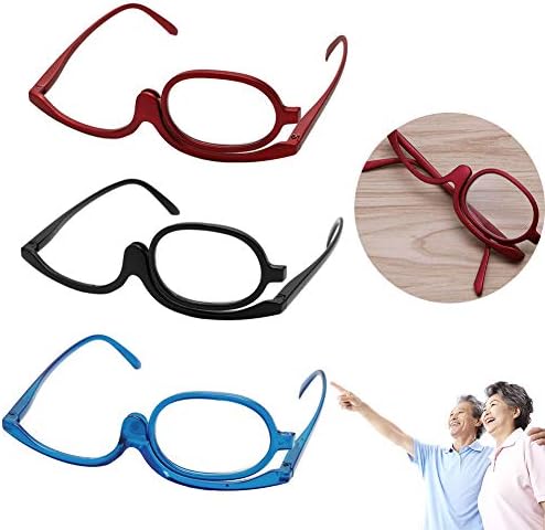 Readers Magnifier Magnifying Makeup Glasses Flip Down Lens Folding Cosmetic Womens Make Up Reading Glasses Folding Eyeglasses Cosmetic General