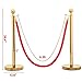Yaheetech 6pcs Stainless Steel Stanchion Posts - 6.6FT Extended Red Velvet Rope Retractable Barriers Ropes Safety Barriers Set with Stable Base for Party Supplies Theater Hotels Clubs Museums, Gold