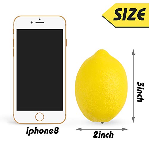 BigOtters 25PCS Artificial Lemons, 2 x 3 inches Vivid Faux Lemon Fake Yellow Lemon for Fake Fruit Bowl, Home Kitchen Table Cabinet Party Decor Photography Prop