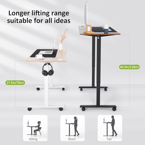 Electric Standing Desk 55 x 24In with Charging Station, Adjustable Height Desk with Oversized Mouse Pad, 2 USB Ports & 3 Power Outlets, 4 Caster, 4 Preset Heights, 27''-45'' Lifting Range
