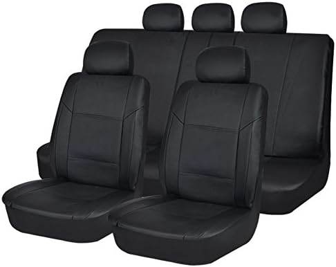Leather Car Seat Covers Universal Airbag Compatible Split Back Seat Protect 3 zippers 40/60 50/50 off 11pc Set ACSC1602(Black)
