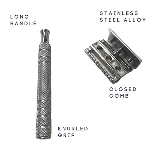 Stainless Steel Double Edge Safety Razor for Men and Women Fits All