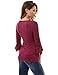PattyBoutik Women Henley Lace Inset 3/4 Bell Sleeve Blouse (Magenta Small)