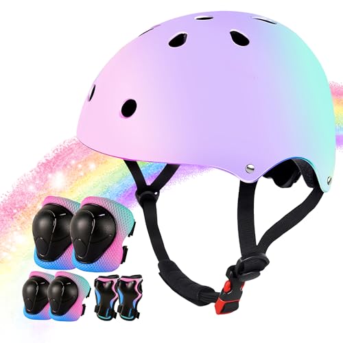 Kids Helmet Set for 3-14 Ages(Toddler/Kids/Youth) Girls and Boys, Ventilation and Impact Resistance Toddler Helmet for Multi-Sport Bicycle Scooter Inline Roller Skate and Skateboarding