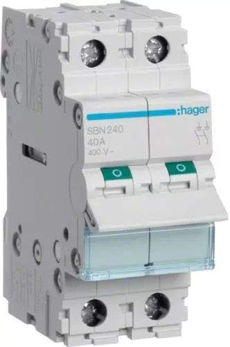 Hager SB-SB Modular Two-Pole Switch 40 A, Weiß, dane 12313