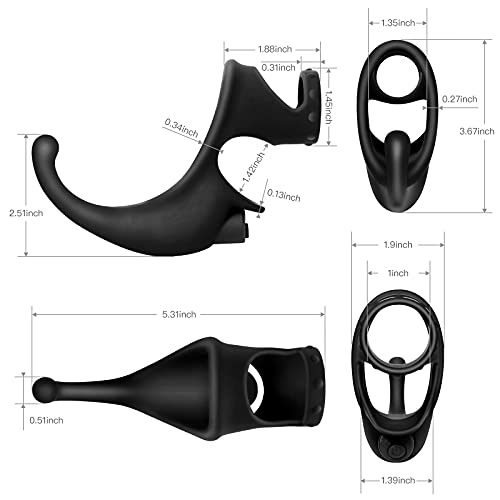 Vibrating Dual Penis Ring with Taint Teaser, Stretchy Cock Ring Vibrator Stimulate Anus Scrotum Silicone Dildo Vibrator for Longer Harder Stronger G Spot Stimulator Adult Sex Toys for Male and Couples