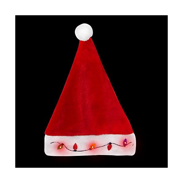 Blinking Light-up Plush Red Santa Hat + LED Christmas Bulb Necklace Kit for Ugly Sweater Xmas Holiday Party - Image 7