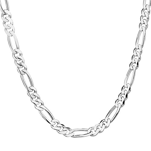 Nuni Jewelry Sterling Silver Figaro Chain (16, 18, 20, 22, 24, 30 or 36  inch) All Sizes 18 INCH)